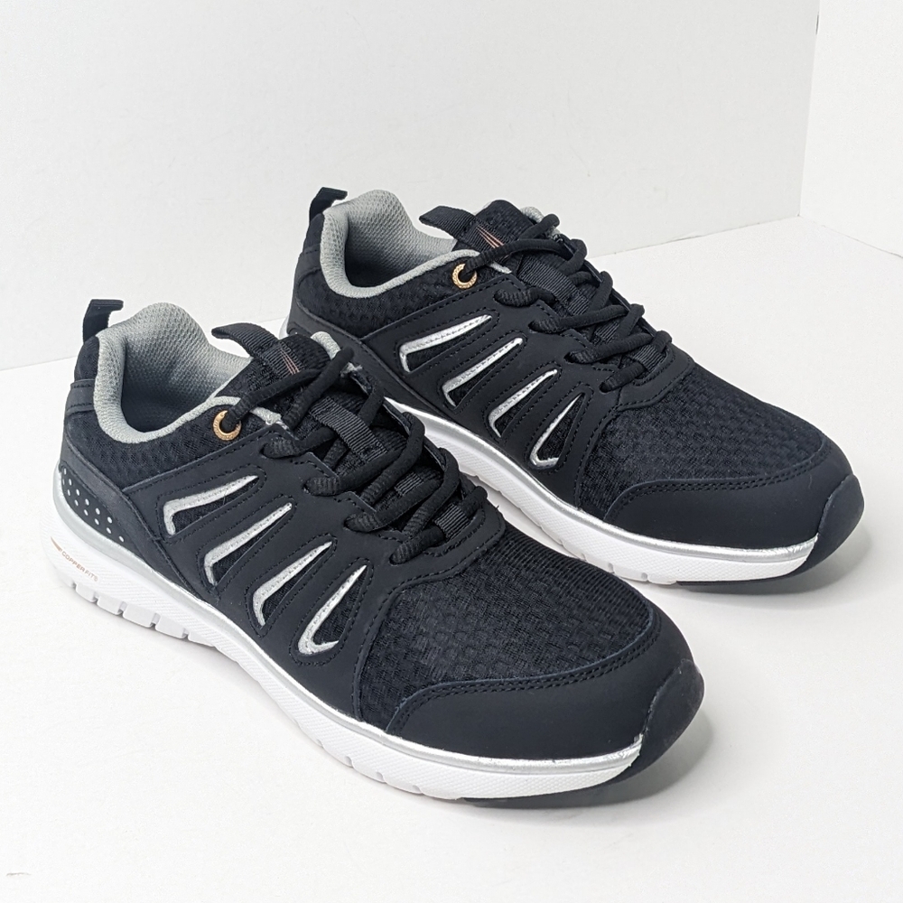 Copper Fit Pace Athletic Sneakers, Black, Women's 8